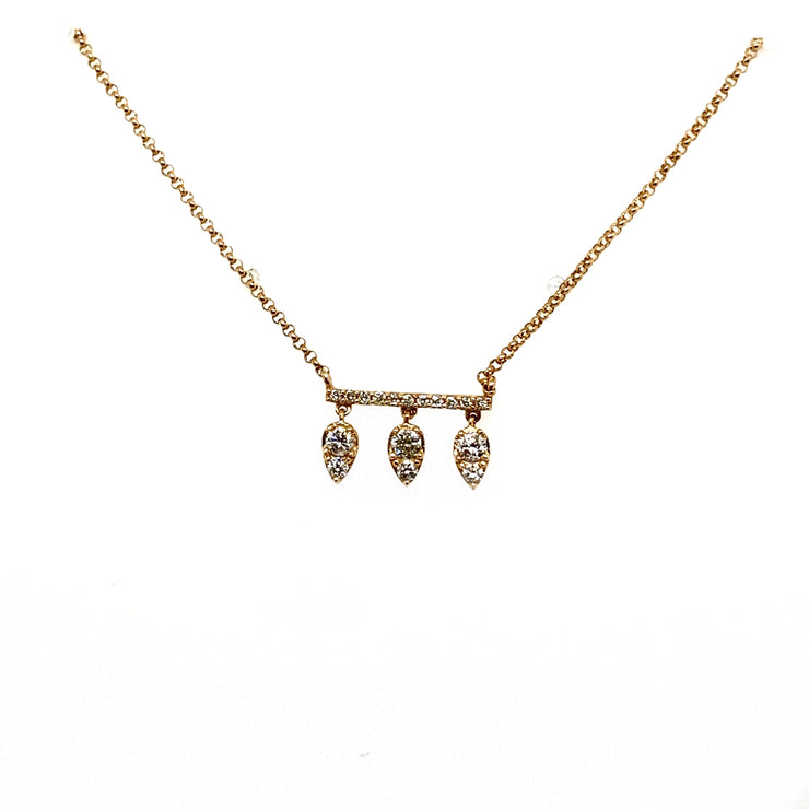 Bar Necklace with Pear Dangles
