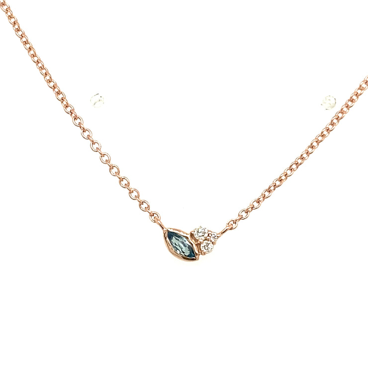 Marquis Shaped Gemstone & Diamond Necklace