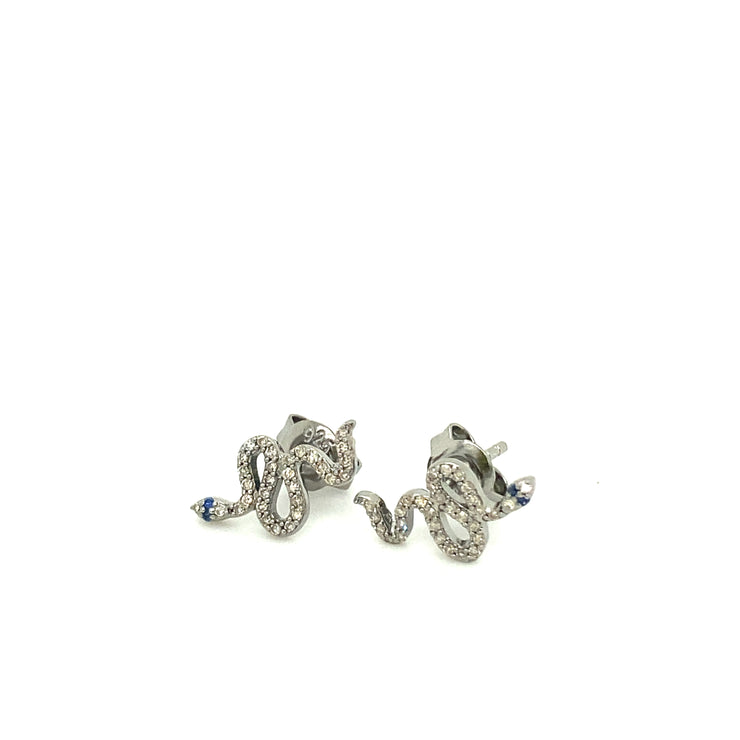 Diamond Coiled Snake Stud Earrings