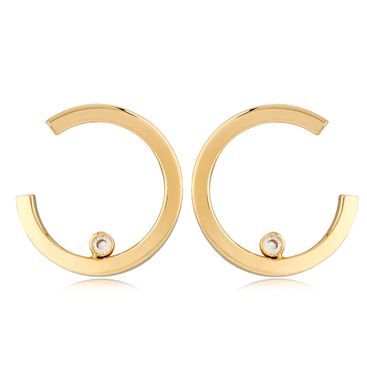 Curved Earring with Diamond Accent