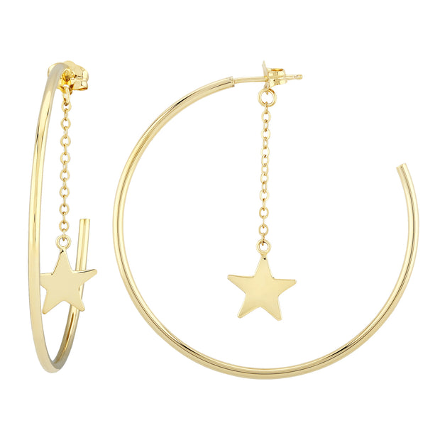 Dangling Star Hoop Earring