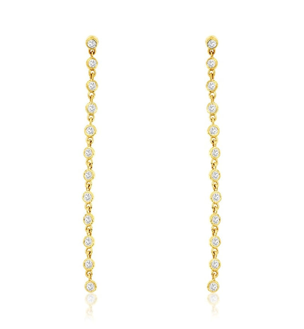 14k yellow gold diamond line drop earring