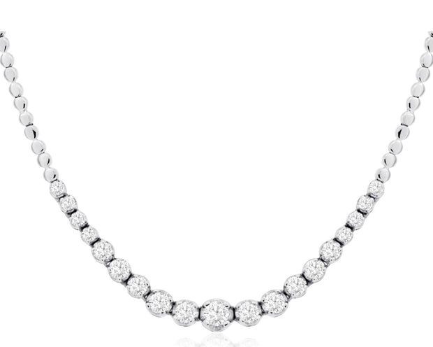 14k white gold diamond line necklace 17"
