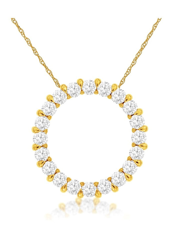 14k yellow gold diamond .50ctw circle 18" necklace