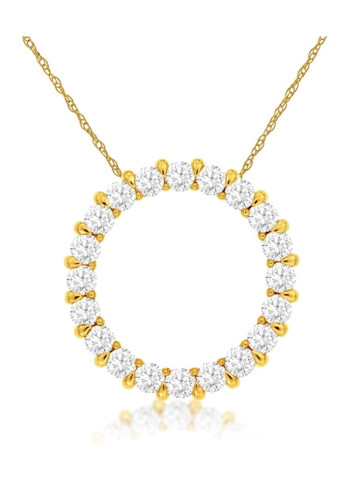 14k yellow gold diamond .50ctw circle 18" necklace