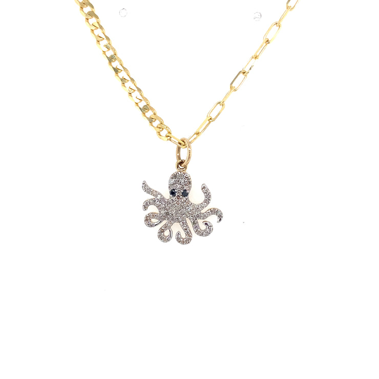 Diamond Pave Octopus Pendant