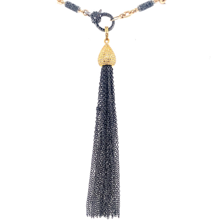 Long Two-Tone Fringe Pendant