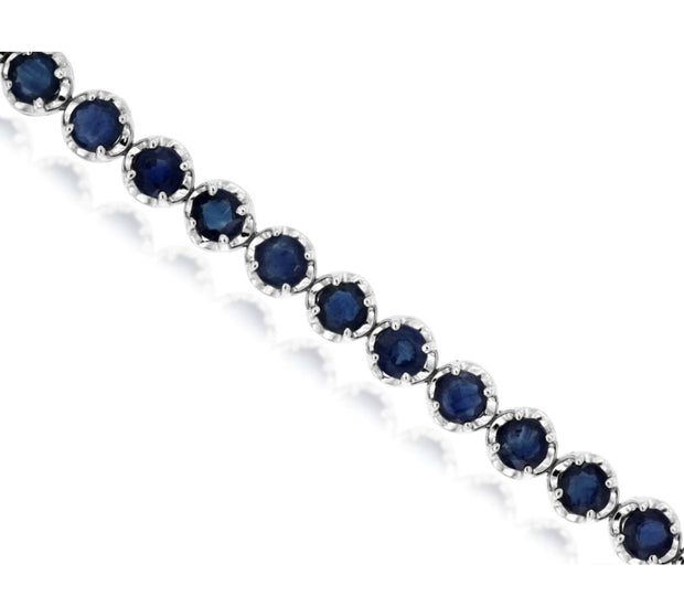 14k white gold blue sapphire line bracelet