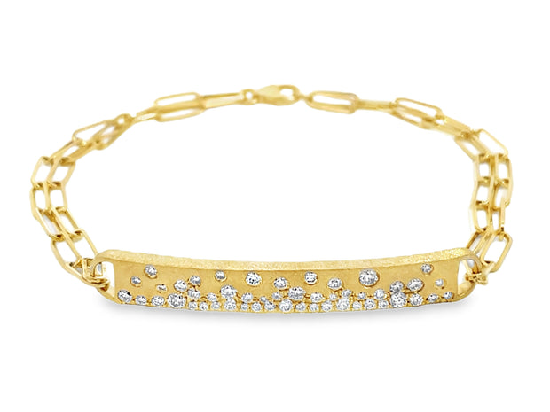 14k yellow gold Diamond ID double paperclip bracelet