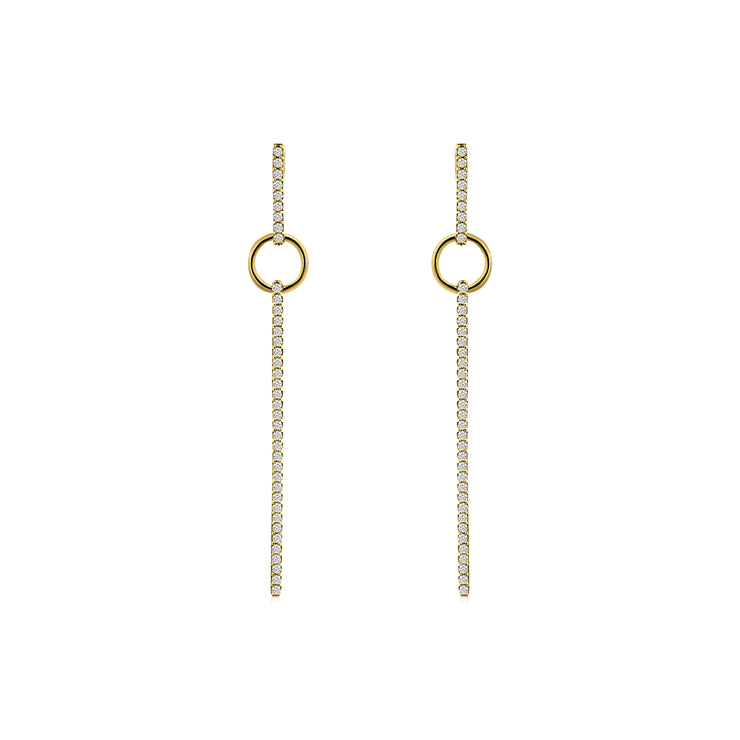 Two Tone Diamond Line Earrings