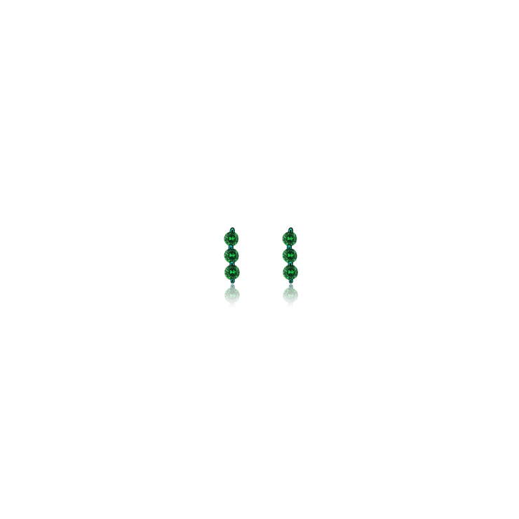 Emerald & Colored Rhodium Stick Earrings