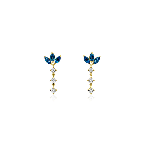 Blue Topaz Diamond Dangle Earrings