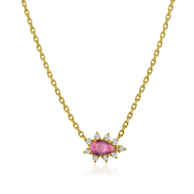 Pear Shape Pink Tourmaline Necklace