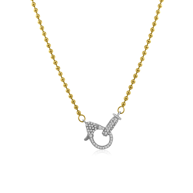 Diamond Pave Clasp Ball Chain