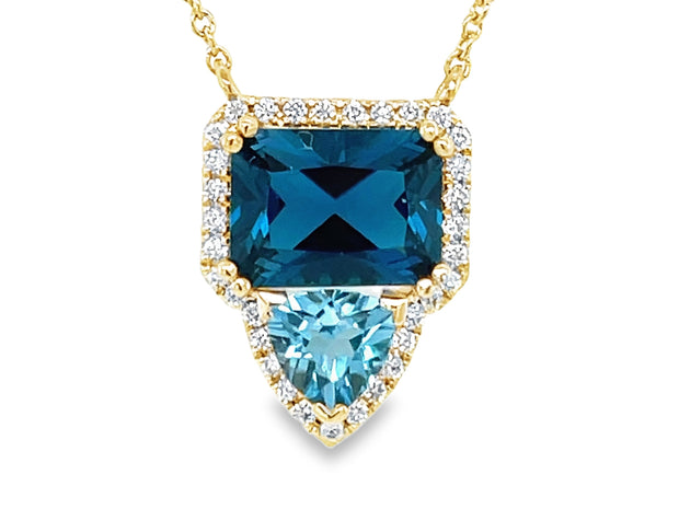 14k yellow gold london and blue topaz necklace