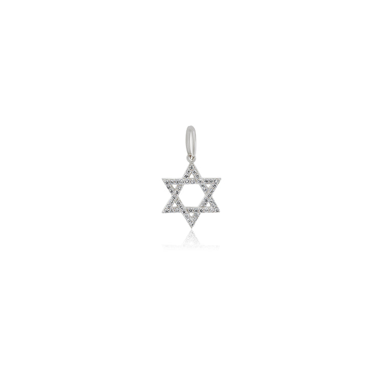 White Gold & Diamond Star of David Pendant