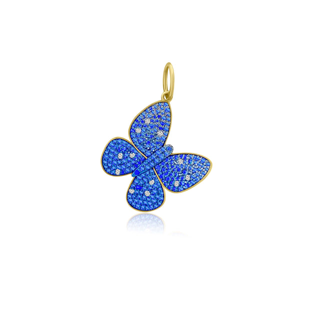 Ombre Blue Sapphire & Blue Rhodium Butterfly Pendant