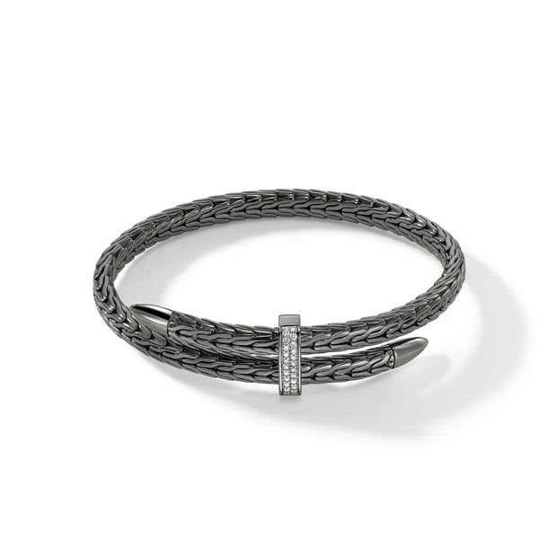 Sterling silver black rhodium with diamond accents Spear collection bracelet