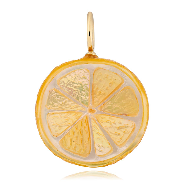 14k yellow gold carved lemon pendant