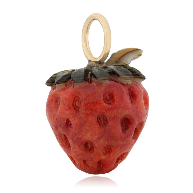 14k yellow gold carved strawberry pendant