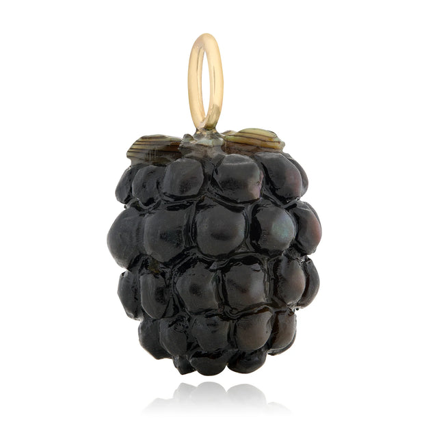 14k yellow gold carved blackberry pendant