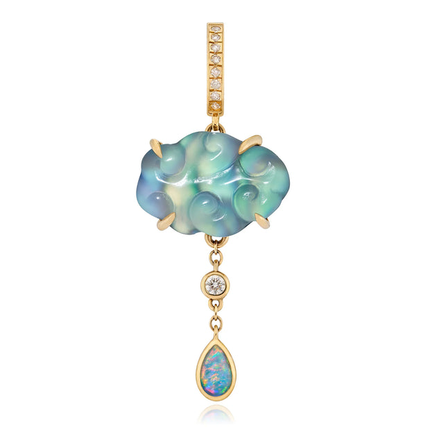 14k yellow gold rain cloud pendant