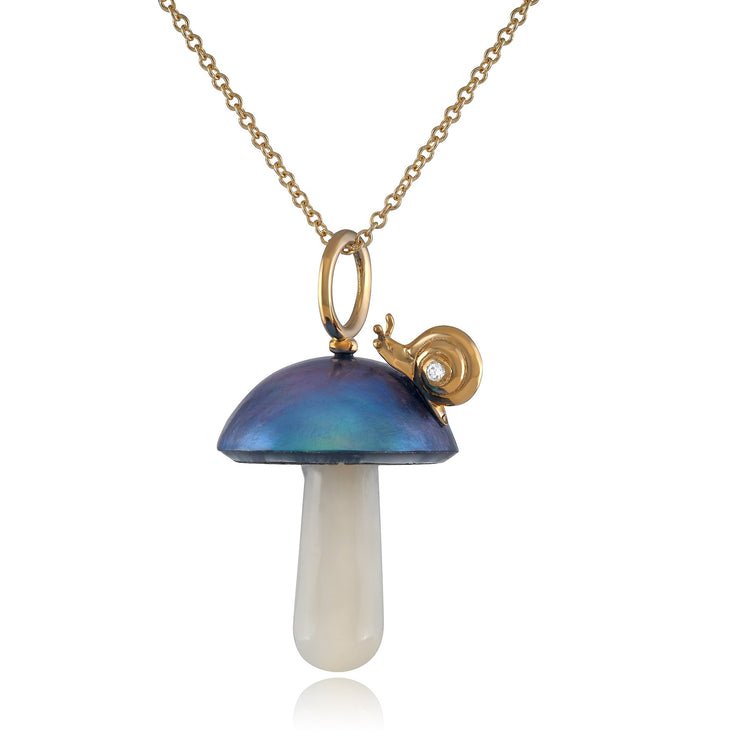 Blue Pearl Magic Mushroom Charm with Snail