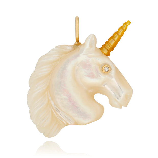 14k yellow gold accents unicorn pendant by Maura Green