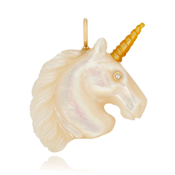 14k yellow gold accents unicorn pendant by Maura Green