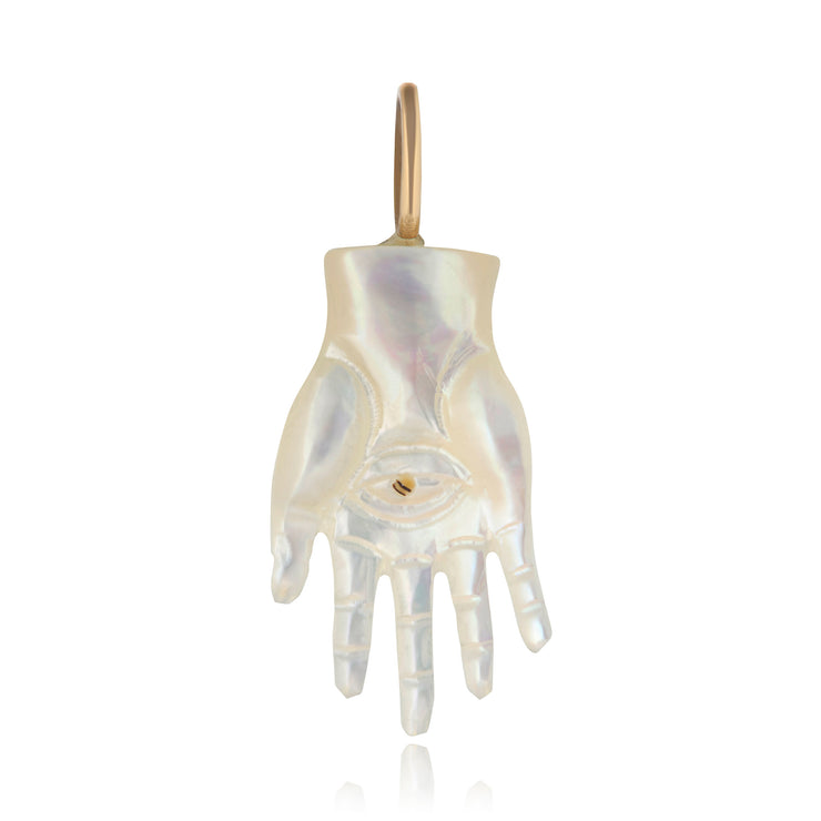 Hand Carved Mother of Pearl Hamsa Pendant