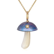 Blue Mabe Pearl Diamond Mushroom Pendant