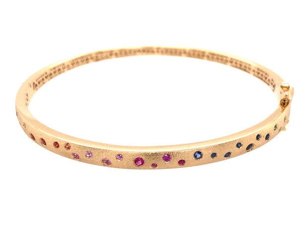 14k yellow gold rainbow sapphire .43ctw confetti bangle