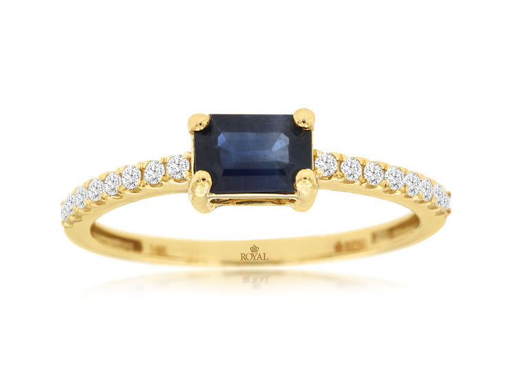 Emerald Cut Sapphire & Diamond Ring