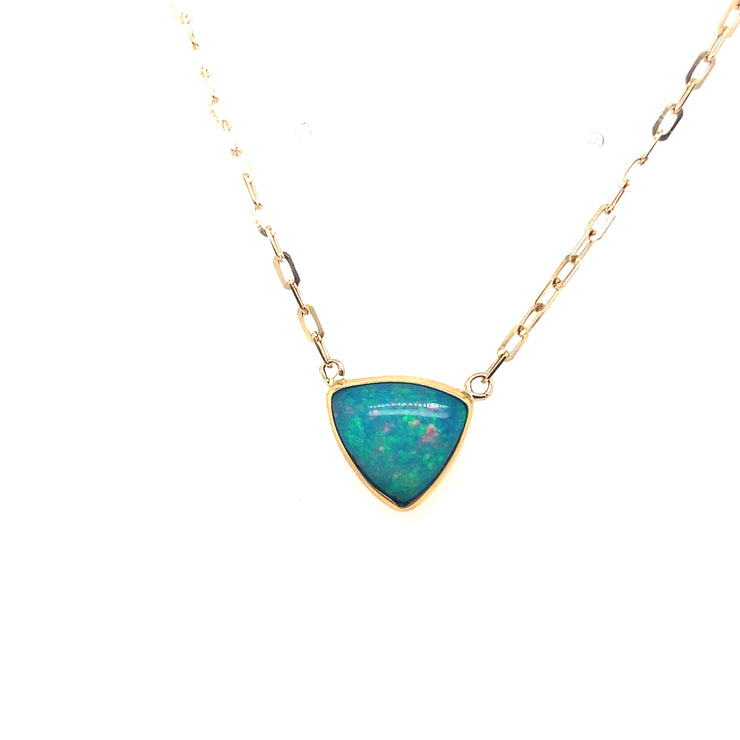 Bezel Set Triangular Ethiopian Opal Necklace