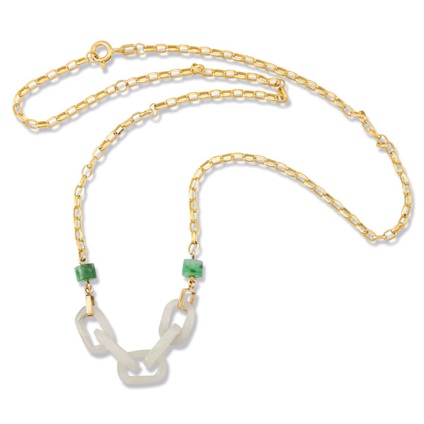 Carved White Jade Chainlink Necklace