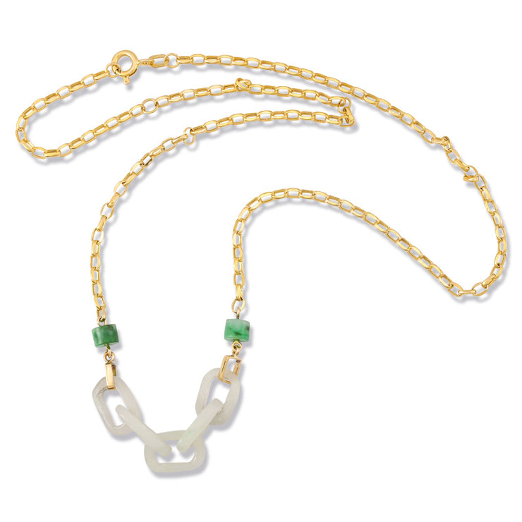 Carved White Jade Chainlink Necklace