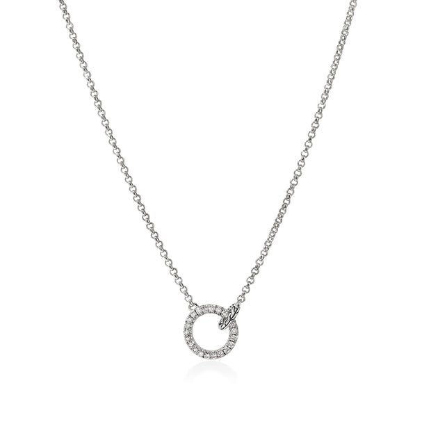 Sterling silver diamond accent circle Essential collection necklace