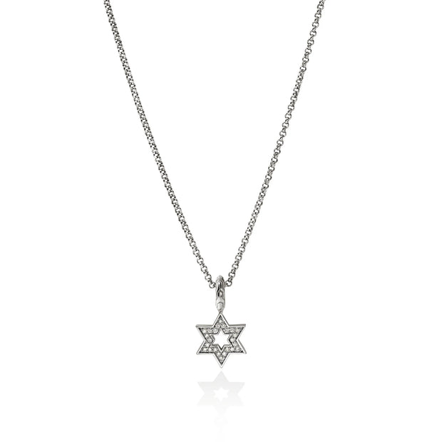 John Hardy sterling silver diamond Star Of David necklace