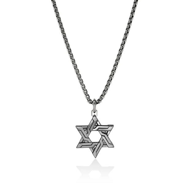 John Hardy sterling silver black rhodium 22" Star Of David necklace