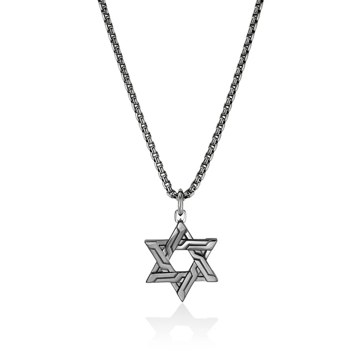 John Hardy sterling silver black rhodium 22" Star Of David necklace