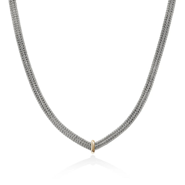 John Hardy sterling silver and 14k yellow gold foxtail pointed necklace