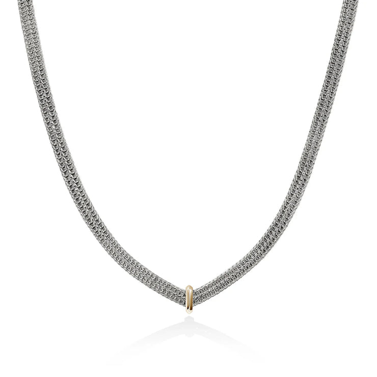 John Hardy sterling silver and 14k yellow gold foxtail pointed necklace