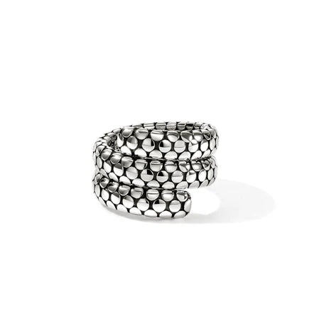Sterling silver double coil dot collection ring
