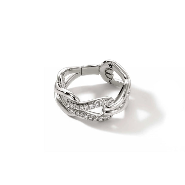 Sterling silver diamond surf collection ring