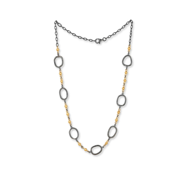 Lika Behar Sterling silver oxidized and 22k yellow gold chain 18"
