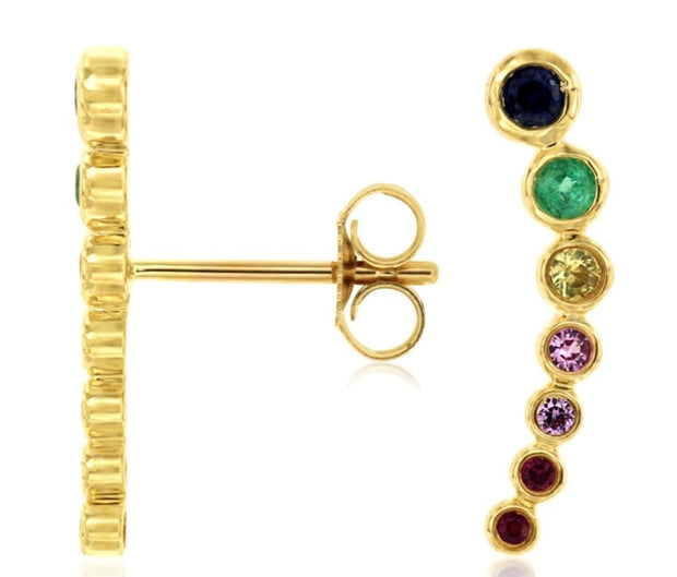 14k yellow gold multi colored sapphire ear climber