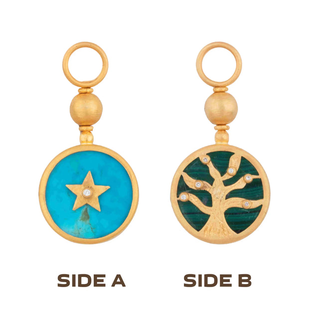 Lika Behar 24k yellow gold earth and sky reversible pendant