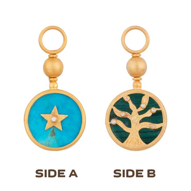 Lika Behar 24k yellow gold earth and sky reversible pendant