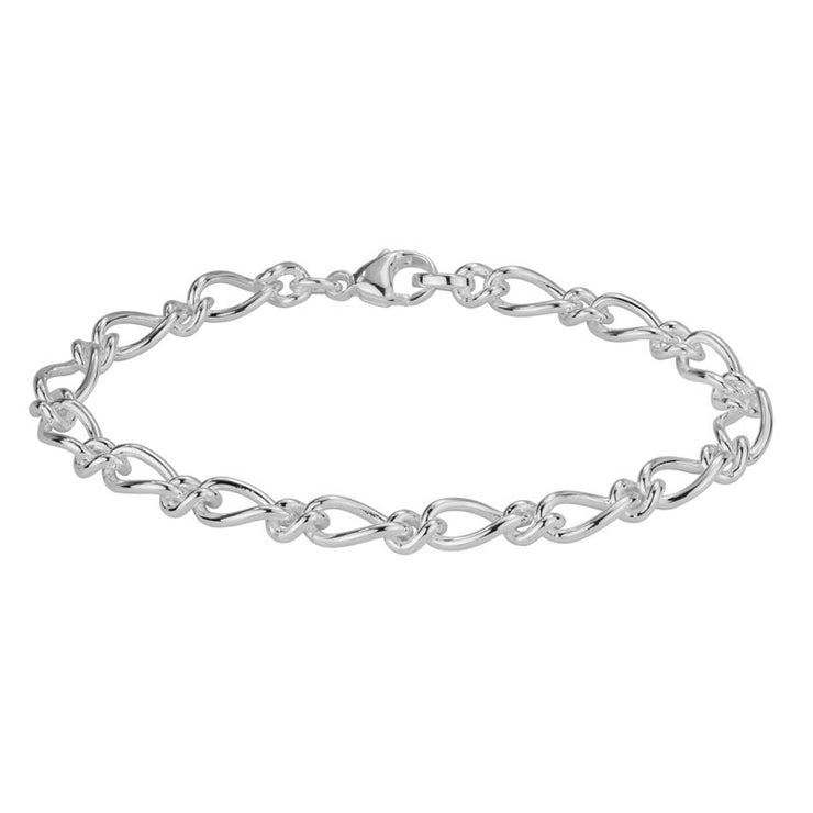 Sterling silver open twisted oval link 7" bracelet