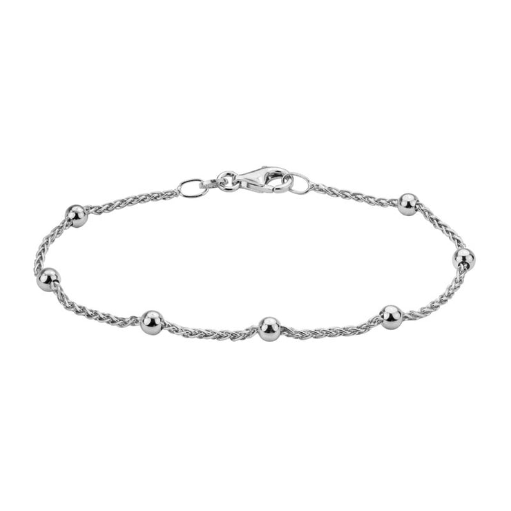 Sterling silver 1.8mm wheat chain 4mm ball 7"